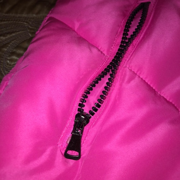 Hot Neon Pink Zip Up Puffer Vest - Picture 2 of 3